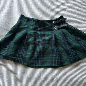 RSQ Green and Black Plaid Mini Skirt